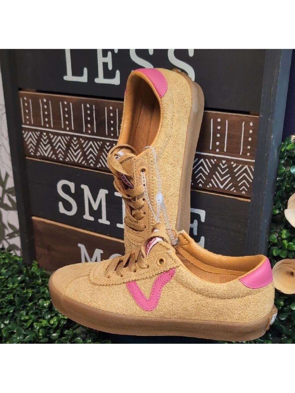 Sassy Suede & Popn Pink Leather Ladies Vans - Picture 2 of 14